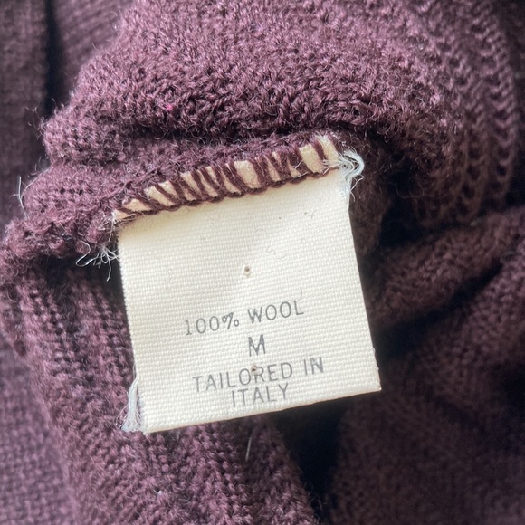 Vintage 80s plum knit wool crew neck sweater dolman sleeves made in Italy EVC - Picture 15 of 16